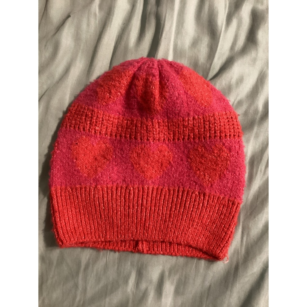 Freshman 1996 Pink Red Heart Knit Beanie One Size Winter Hat Y2K Style